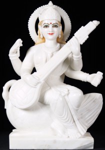 White makrana marble saraswati statue
